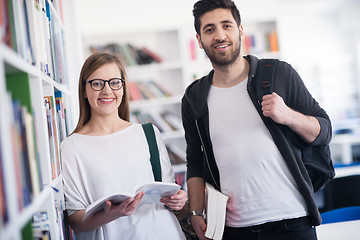 Image showing students couple  in school  library