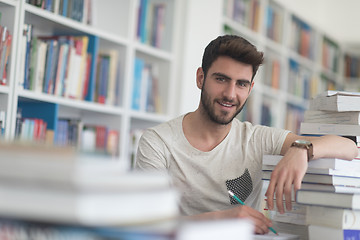 Image showing student study  in school library