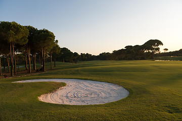 Image showing golf course on sunset