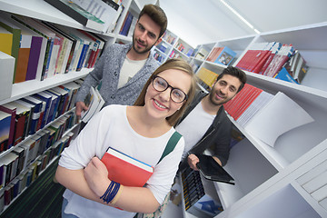 Image showing students group  in school  library