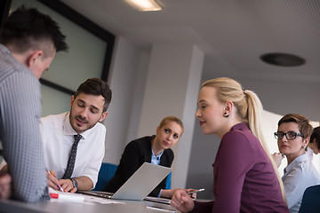 Image showing business people group on meeting at modern startup office