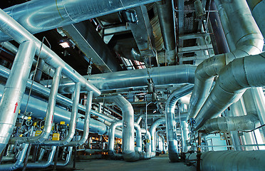 Image showing Industrial zone, Steel pipelines and valves