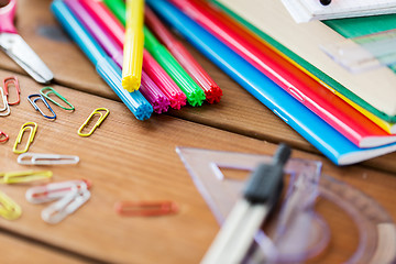 Image showing close up of stationery or school supplies on table