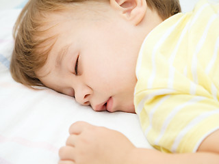 Image showing Cute little boy is sleeping