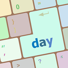 Image showing day button on computer pc keyboard key vector illustration