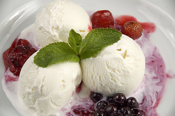 Image showing Strawberry or raspberry sorbet.