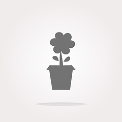 Image showing vector Plant in flower pot button isolated on white. Web Icon Art. Graphic Icon Drawing