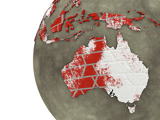 Image showing Australia on brick wall Earth