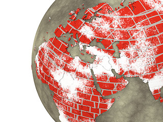 Image showing Middle East on brick wall Earth