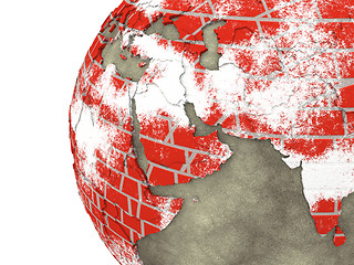 Image showing Middle East on brick wall Earth