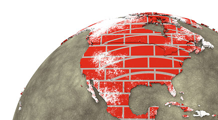 Image showing North America on brick wall Earth