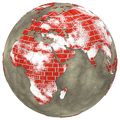 Image showing Africa on brick wall Earth