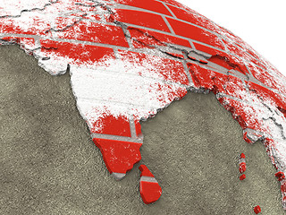 Image showing India on brick wall Earth