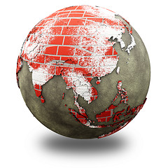 Image showing Asia on brick wall Earth