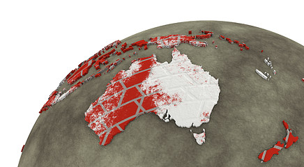 Image showing Australia on brick wall Earth