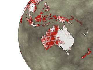 Image showing Australia on brick wall Earth
