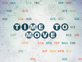 Image showing Timeline concept: Time to Move on Digital Data Paper background