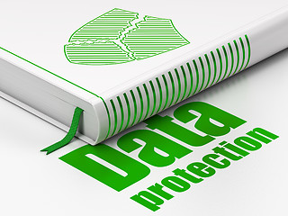 Image showing Protection concept: book Broken Shield, Data Protection on white background