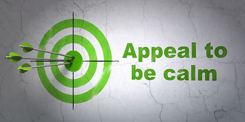 Image showing Political concept: target and Appeal To Be Calm on wall background