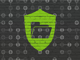 Image showing Business concept: Folder With Shield on wall background