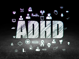 Image showing Medicine concept: ADHD in grunge dark room