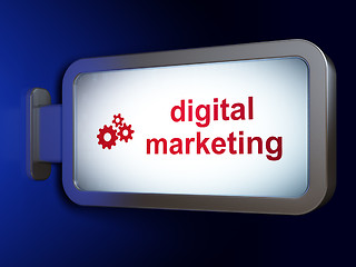 Image showing Marketing concept: Digital Marketing and Gears on billboard background