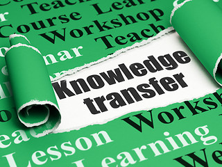 Image showing Education concept: black text Knowledge Transfer under the piece of  torn paper