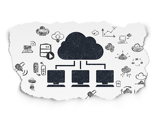 Image showing Cloud technology concept: Cloud Network on Torn Paper background