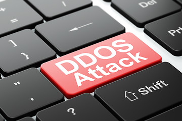 Image showing Privacy concept: DDOS Attack on computer keyboard background