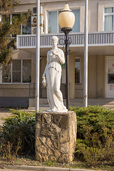 Image showing Sennoy, Russia - March 15, 2016: statue in front of the main office of the wine fanagoria plant, village Sennoy, Mira Street 49