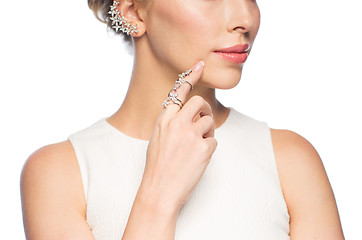 Image showing close up of beautiful woman with ring and earring