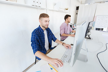 Image showing creative man or student with computer at office