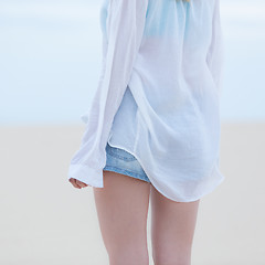 Image showing Beautiful sensual girl alone at beach.