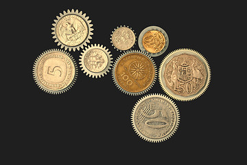 Image showing cogwheel coin on a black background