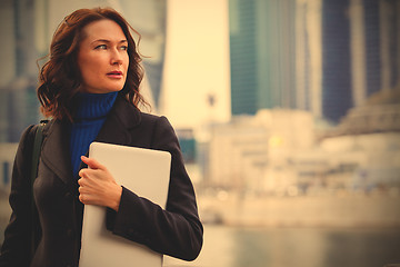 Image showing Successful businesswoman with laptop