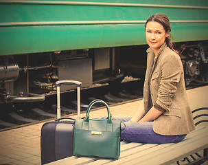 Image showing smiling woman traveler