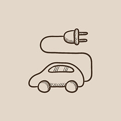 Image showing Electric car sketch icon.