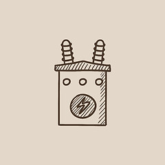 Image showing High voltage transformer sketch icon.