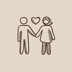 Image showing Couple in love sketch icon.