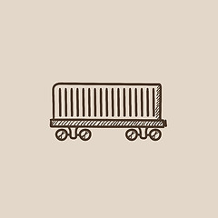 Image showing Cargo wagon sketch icon.