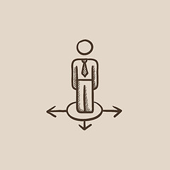 Image showing Businessman in three ways sketch icon.