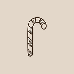 Image showing Candy cane sketch icon.