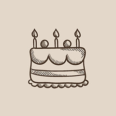 Image showing Birthday cake with candles sketch icon.