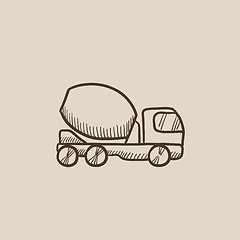 Image showing Concrete mixer truck sketch icon.
