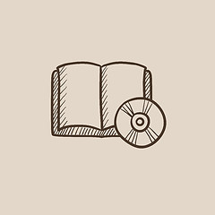 Image showing Audiobook and cd disc sketch icon.