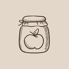 Image showing Apple jam jar sketch icon.