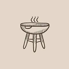 Image showing Kettle barbecue grill sketch icon.