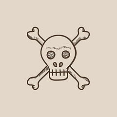 Image showing Skull and cross bones sketch icon.