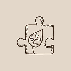 Image showing Puzzle with leaf sketch icon.