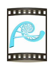 Image showing DNA structure model on white. The film strip